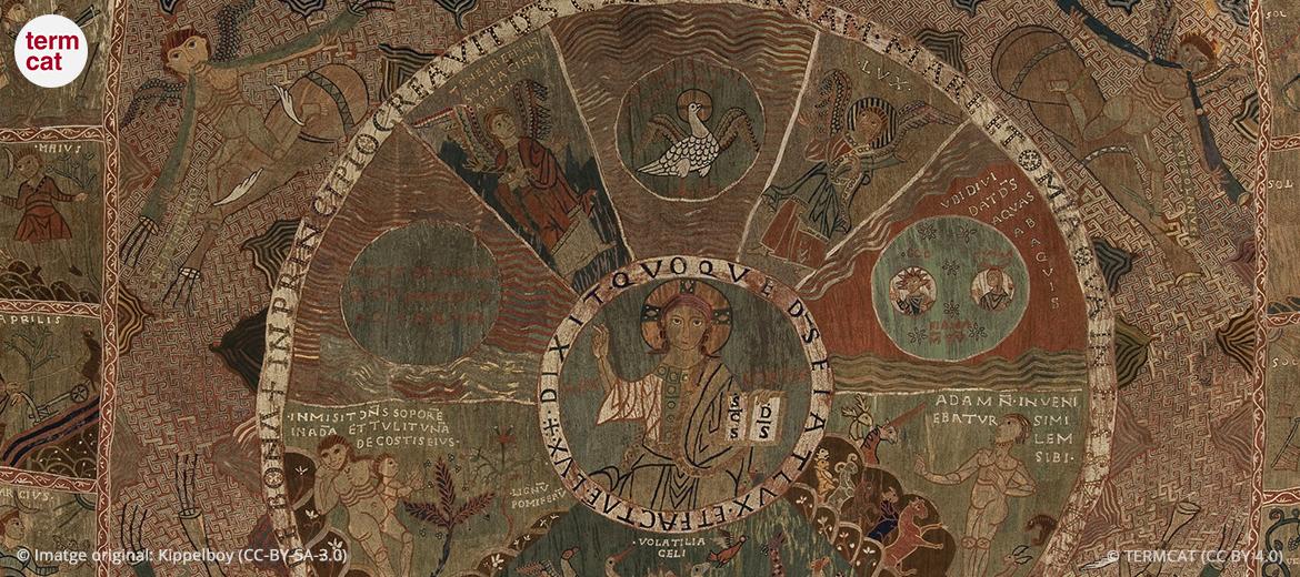 Fragment del Tapís de la Creació, amb els "Volatilia Celi" (Wikimedia)